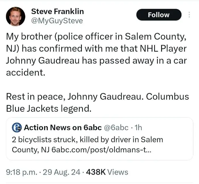 Journalist and CEO of Sports Thinkers, Steve Franklin, whose X bio claims he ‘says what the common man is afraid to say’, suggested that the information have been showed to him with the aid of a brother who's a cop.